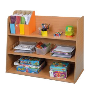 Deep Freestanding Bookcase Unit Beech D42cm