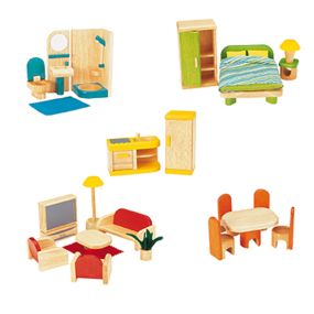 Small World Wooden Dolls House and Furniture