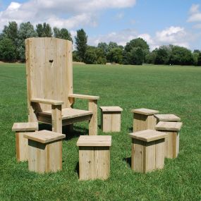 Freestanding Wood Story Circle 8x Stools and Chair
