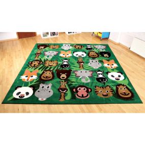 3m x 3m Wild Animals Square Placement Rug