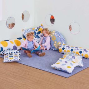 Mixed Pattern Mustard & Grey Cushion Set with Rug