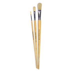 Long Handle Filbert Hog Bristle Brushes Size 10 - pack of 10 | Creative Activity