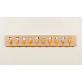 Coat Hook rail with 10 assorted coloured hooks - Beech | Creative Activity