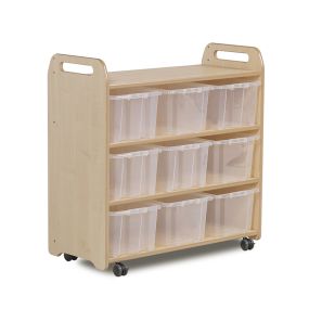 Mobile Tall Storage Unit with 9 Clear Tubs | Creative Activity