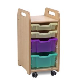 Tray Storage Unit (1 column) with 2 Shallow and 2 Deep Trays | Creative Activity