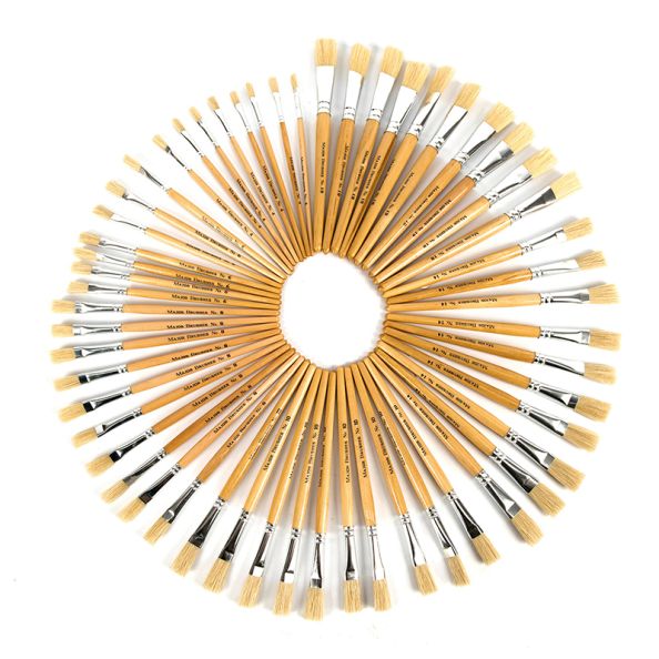 Short Handled Round Hog Hair Paint Brushes | Creative Activity