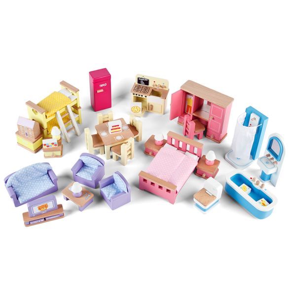 Small World Wooden Dolls House Furniture 40pcs | Creative Activity