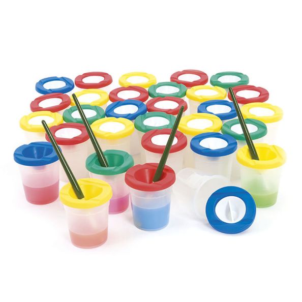 Non Spill Water Pots With Stoppers 30pk | Creative Activity