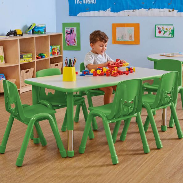 Valencia Rectangular 6 Seater Table Red Vivid Green | Creative Activity
