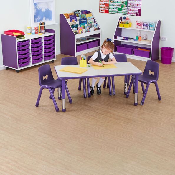 Valencia Rectangular 6 Seater Table Red Purple | Creative Activity