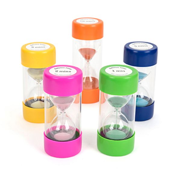 Large Plastic Sand Timers 1-10 min 5pk | Creative Activity