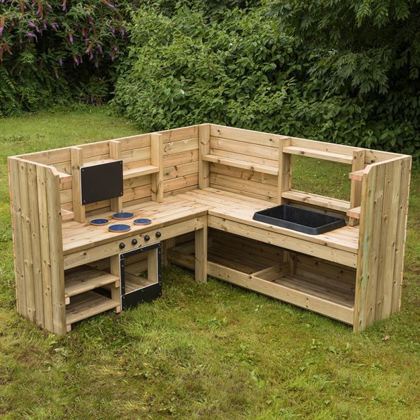 Outdoor Wooden Corner Kitchen Unit | Creative Activity