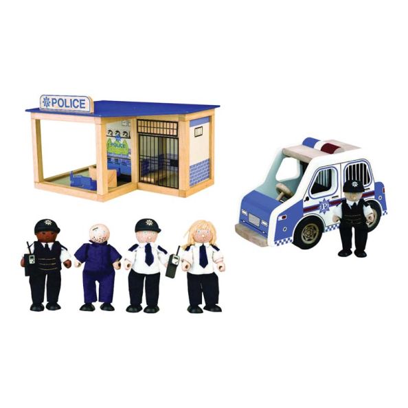 City Police Station Wooden Play Set and Accessories | Creative Activity