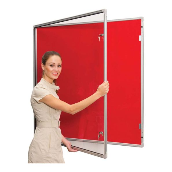 Tamperproof Lockable Noticeboards H900 x W1200mm Red | Creative Activity