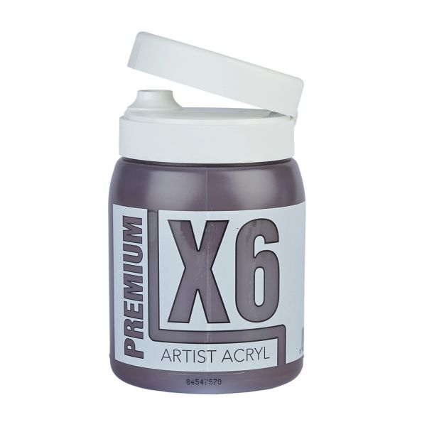 X6 Premium Acryl Acrylic Colour 500ml Burnt Umber Brown | Creative Activity