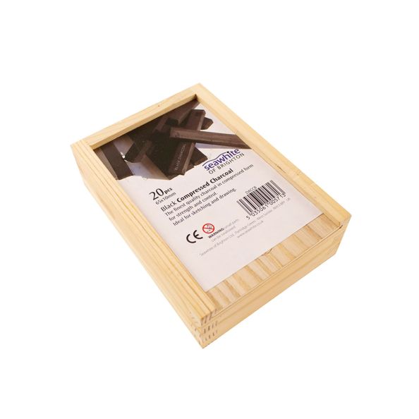Black Compressed Charcoal 20 Stick Wooden Box | Creative Activity