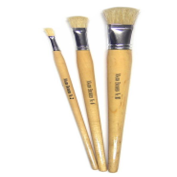Long Handle Filbert Hog Bristle Brushes Size 2 - pack of 10 | Creative Activity