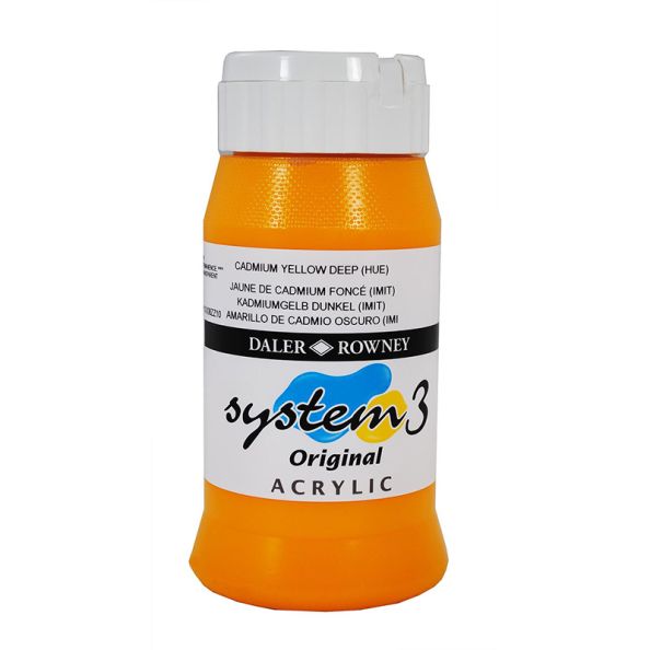 System 3 Original Acrylic Colour 500ml Cad Yellow Deep Hue | Creative Activity