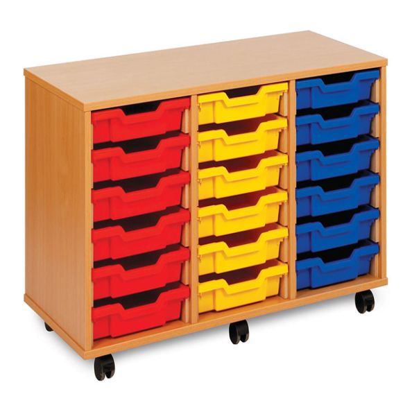 18 Tray Storage Unit no Doors w1030xd453xh617mm Beech finish | Creative Activity