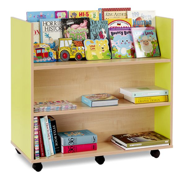 Library unit with 3 straight shelves on both sides - Lime | Creative Activity
